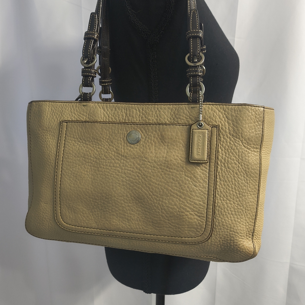Vintage Coach Chelsea East West Beige Leather Tote Bag - Picture 11 of 13